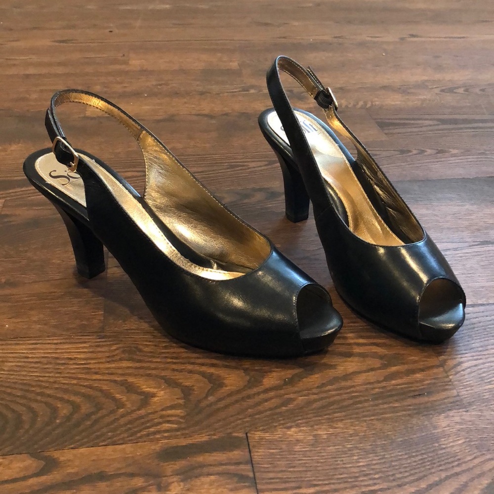 Scafati Black Open-toe Heels